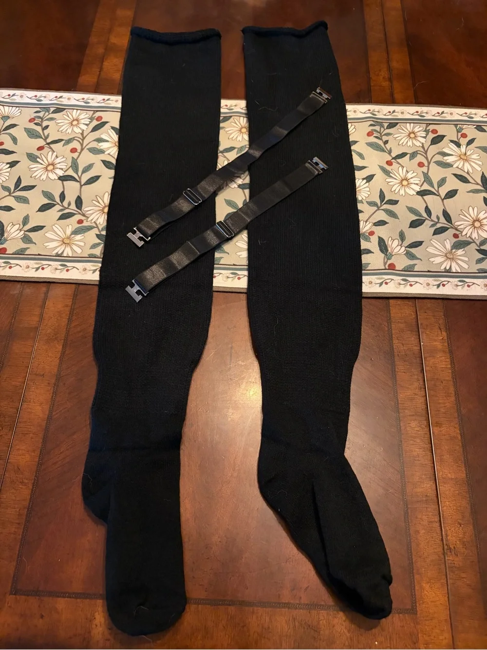 Black thigh high socks with Adjustable Garter Straps